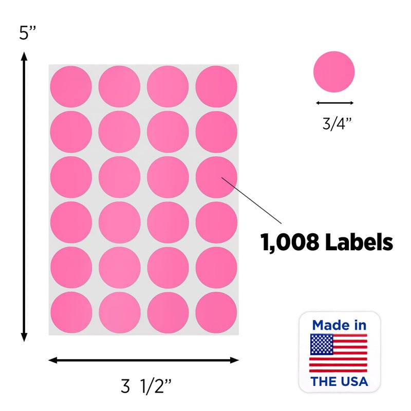 ChromaLabel 0.75 Inch Round Label Removable Color Code Dot Stickers, 1008 Pack, 24 Labels per Sheet, Rose - Image 3
